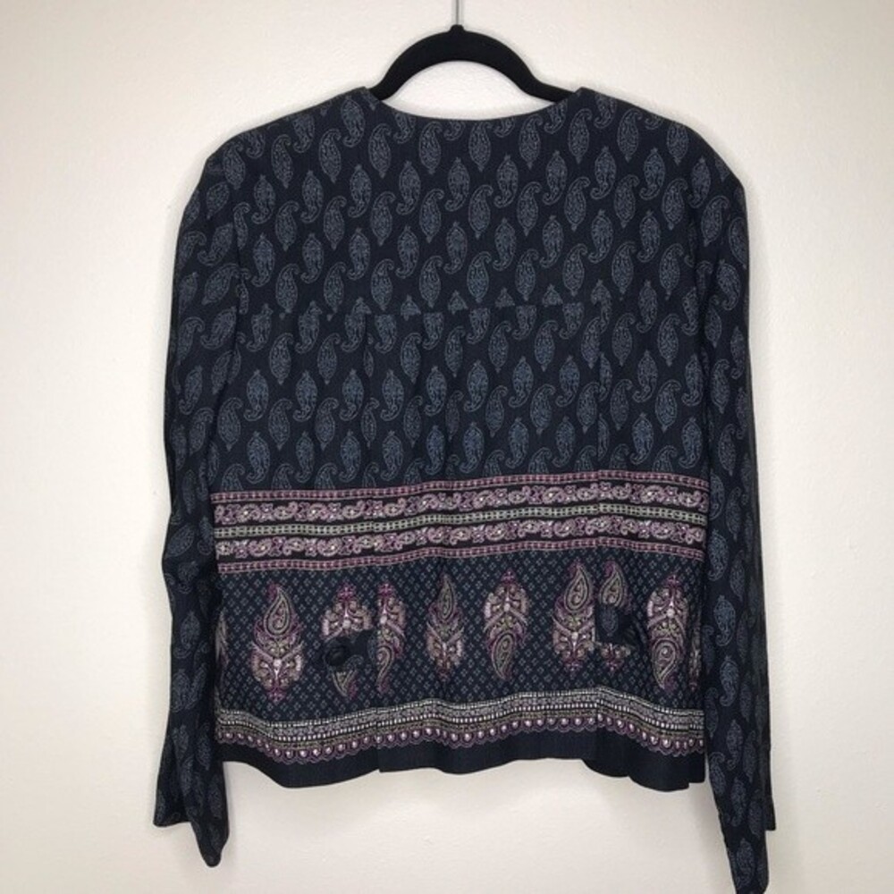 Vintage John Roberts Paisley Back Pleats Buttons Black Boxy Jacket Women's 14 - Picture 12 of 12